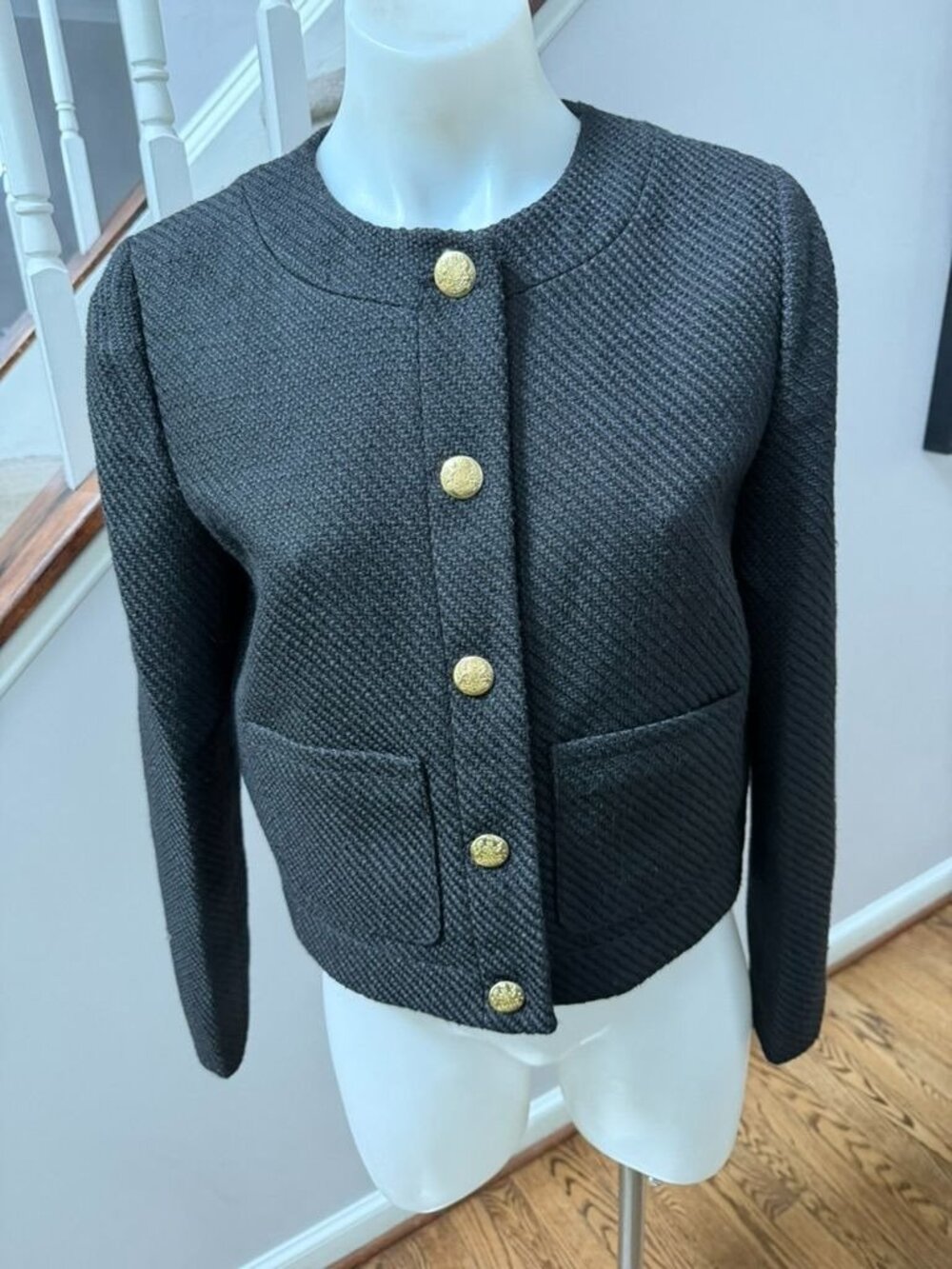 NWT J.Crew Womens $218 Black Tweed Jacket Size 4 BS928